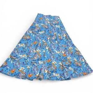 Modest Skirt Chic Floral A-Line Skirt in Blue